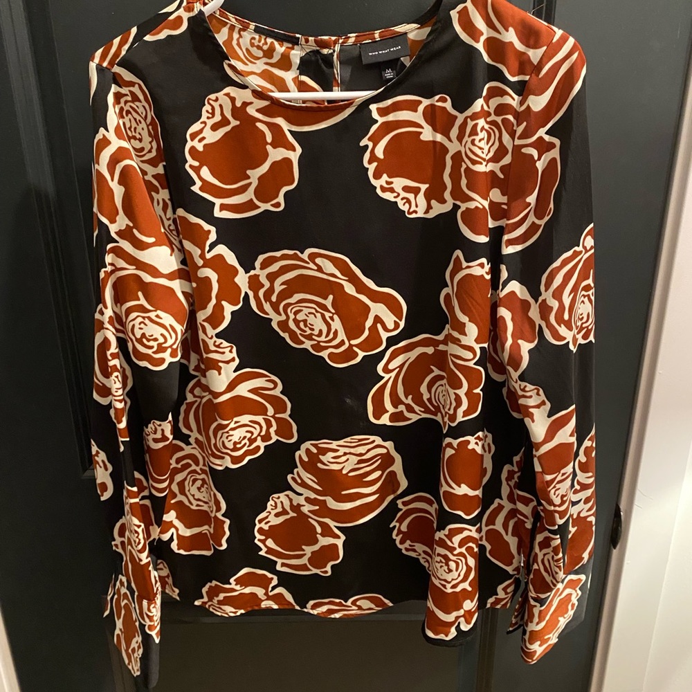 Who What Wear Floral Long-sleeved Blouse